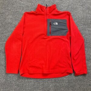 The North Face Fleece Sweatshirt 1/4 Zip‎ Men Size Large Red Polyester